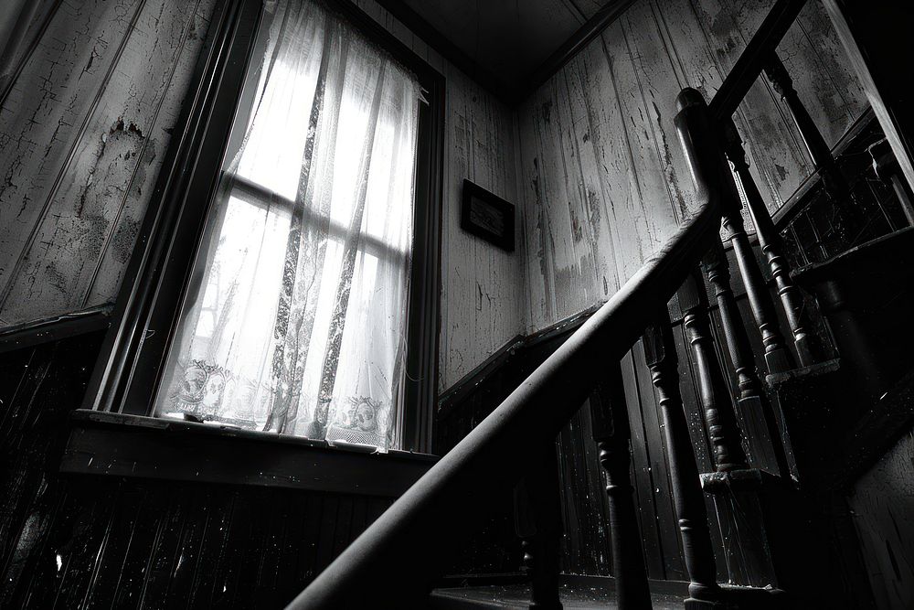 Haunted house architecture staircase building.