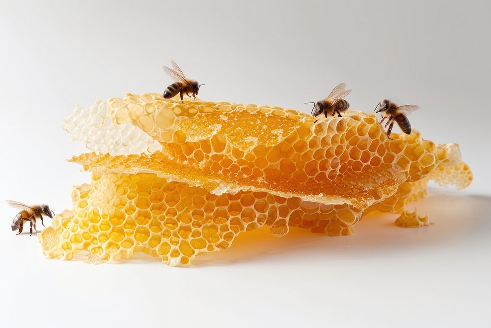 Bee with honey comb honeycomb insect animal.