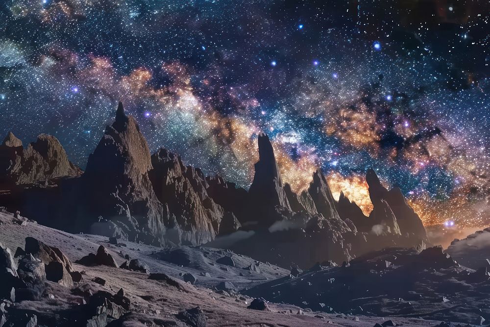 Scenery of rocky formations landscape astronomy universe.