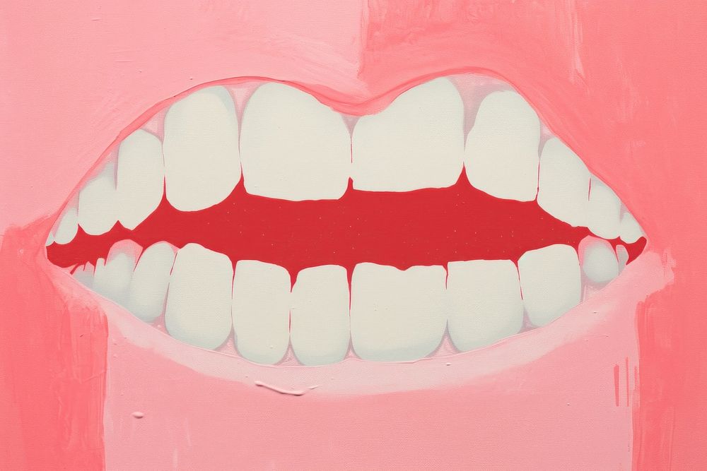 Person brushing teeth dentistry lipstick painting.
