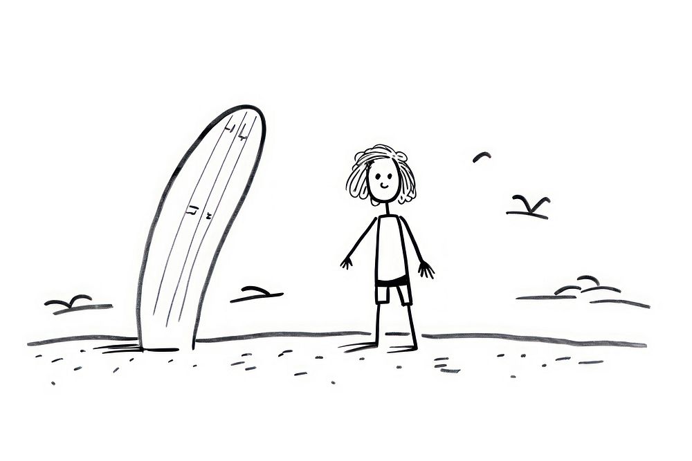 Surfer sketch outdoors surfing.