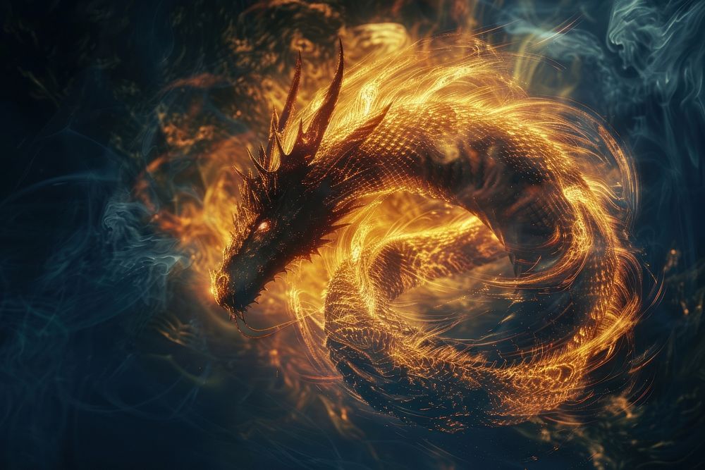 Fire dragon swirl backgrounds darkness.