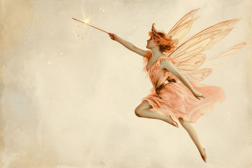 Vintage illustration of a fairy dancing adult performance.