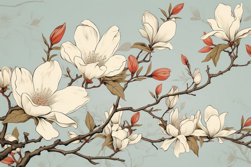 Flower magnolia blossom pattern.