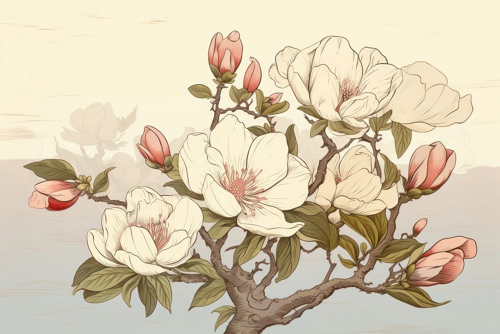 Flower magnolia blossom drawing.