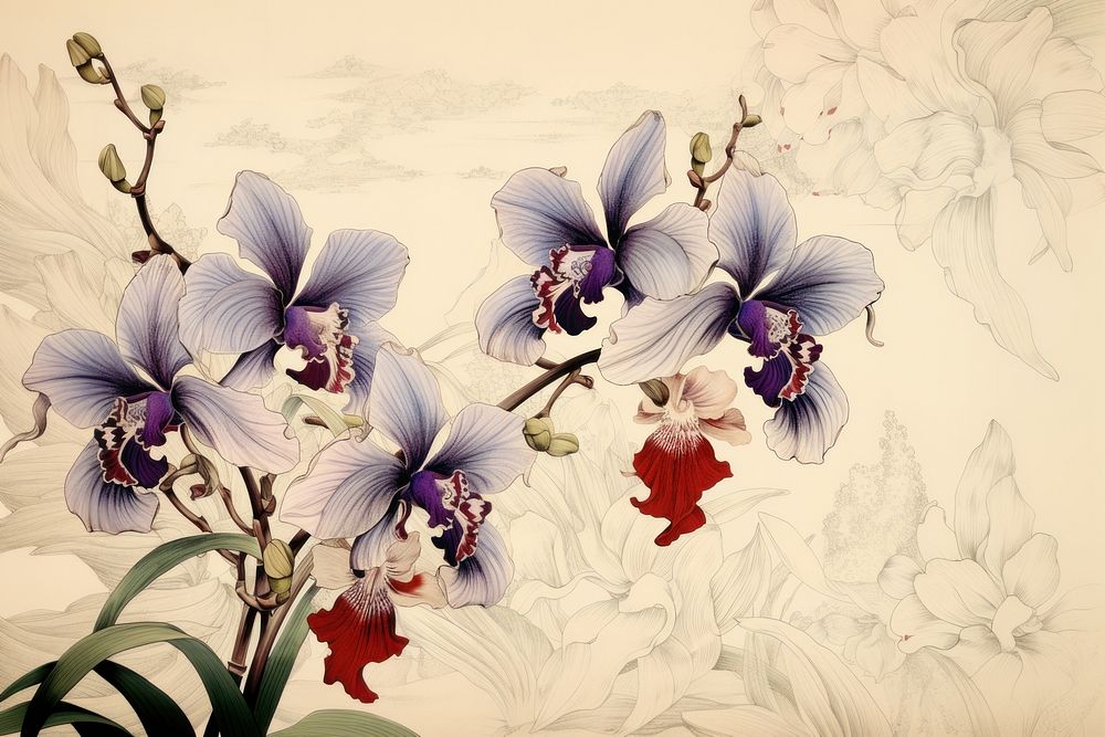 Orchid isolated flower art pattern.