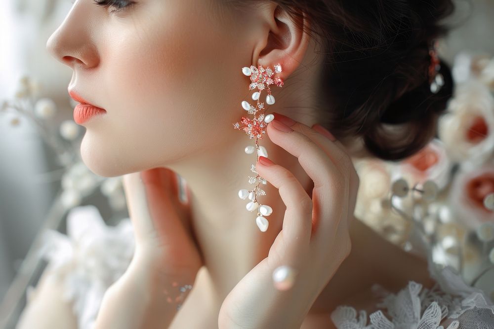 Earrings wedding bride jewelry.