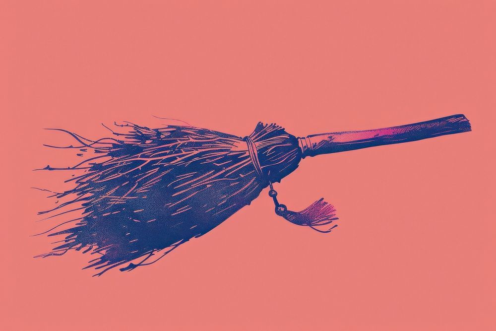 Witch broom purple sketch animal.