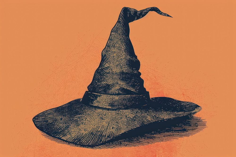 Witch hat drawing sketch art.
