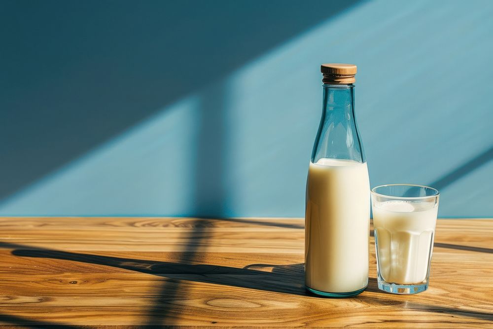 Milk glass bottle table.