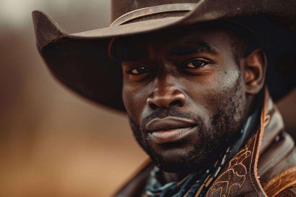 Black man in cowboy outfit portrait adult photo.