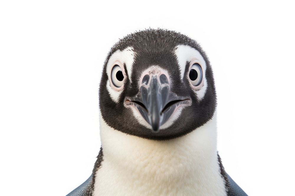 Penguin looking confused animal bird white background.