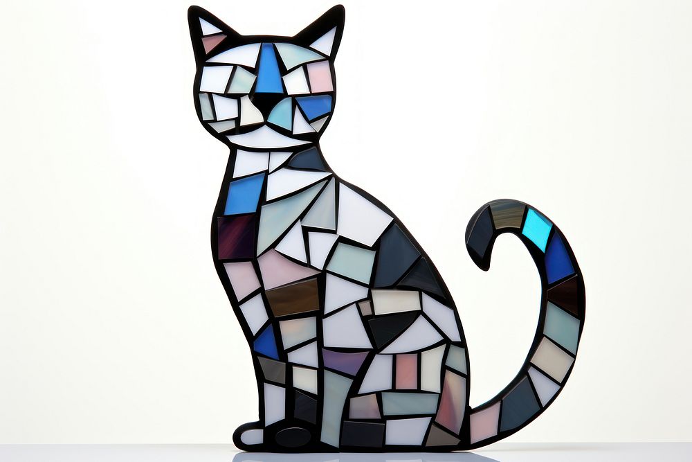 Mosaic tiles of kitten animal mammal shape.