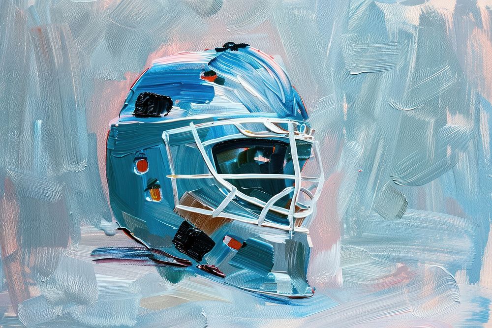 Hockey helmet painting sports art.