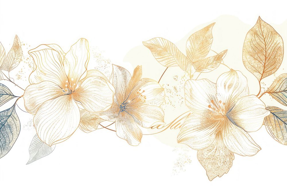 Gold of floral border pattern drawing flower.