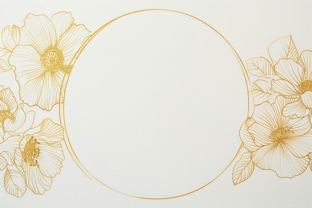 Gold Ink floral border pattern circle embroidery.