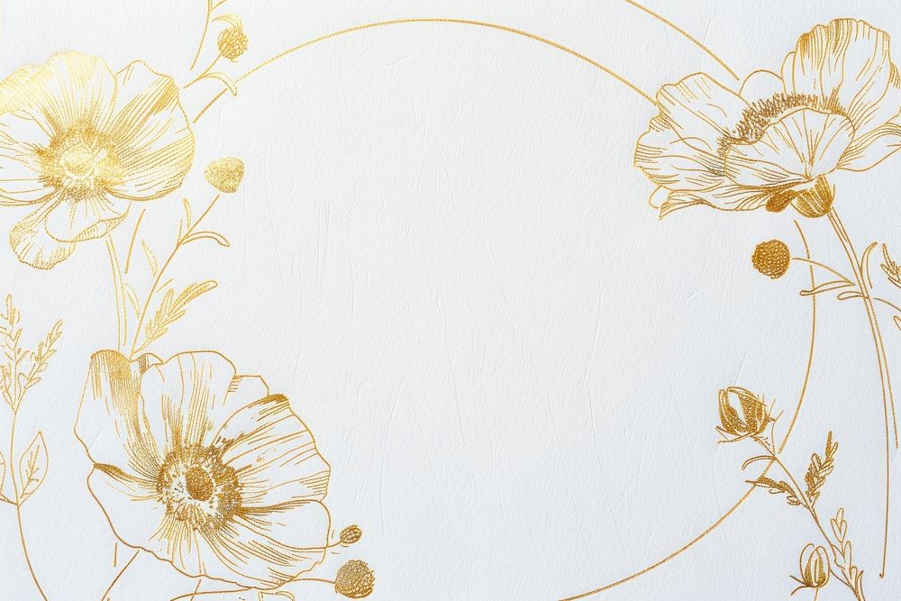 Gold Ink wildflower backgrounds pattern drawing.