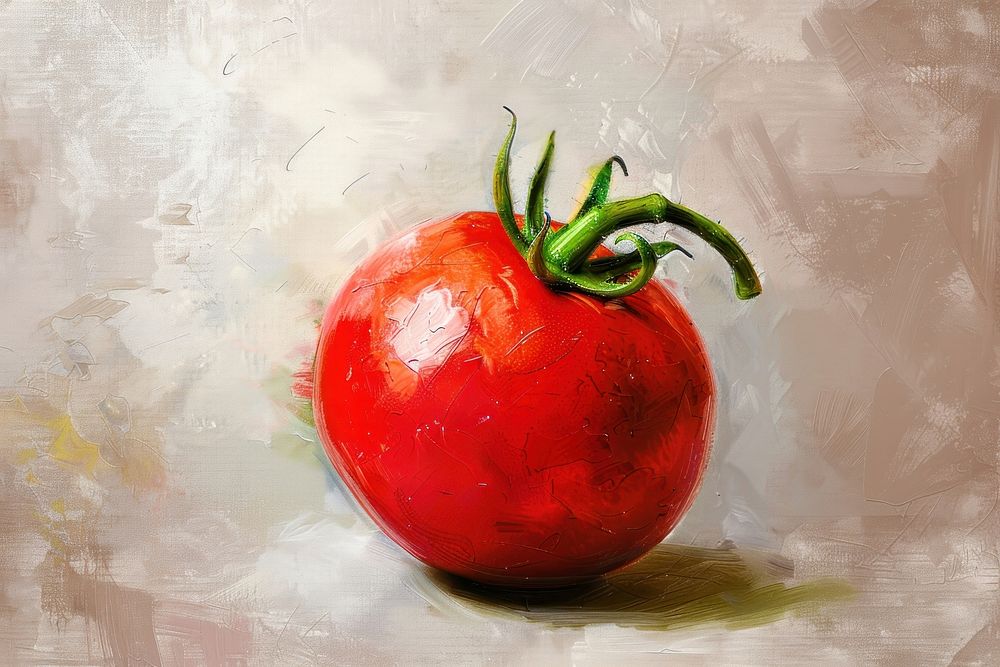 Close up on pale Tomato tomato vegetable painting.