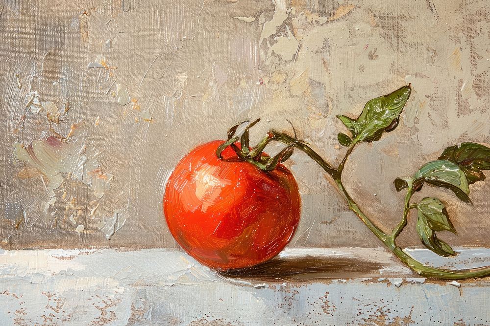 Close up on pale Tomato painting tomato food.