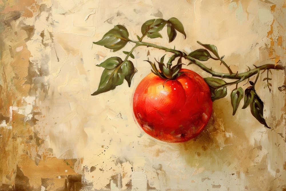 Close up on pale Tomato painting tomato fruit.