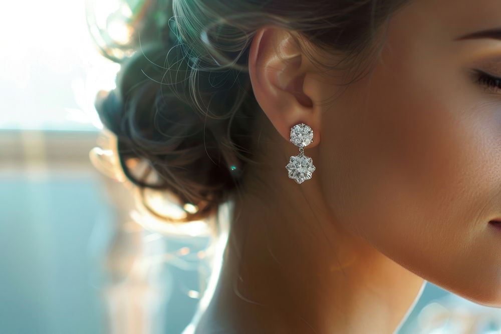 Shiny diamond earrings gemstone jewelry adult.