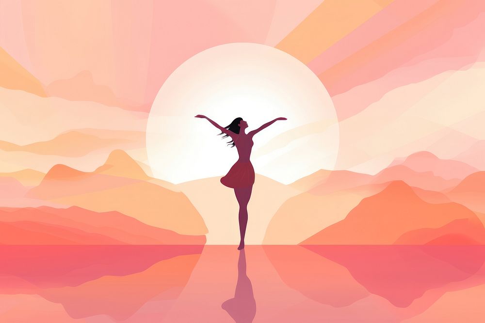 Person dancing gradient background adult pink backlighting.