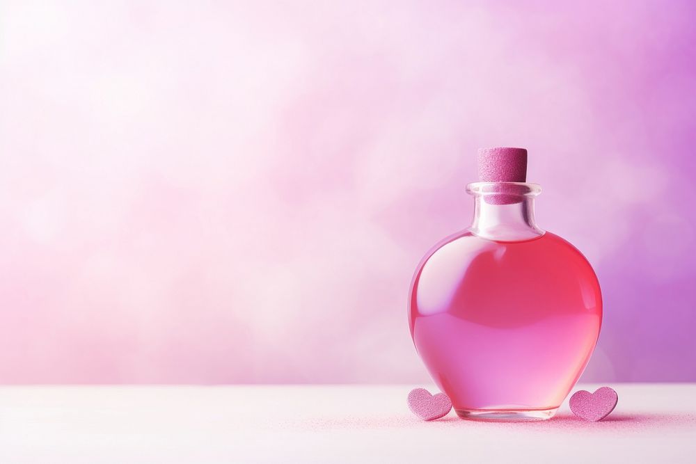Love potion gradient background perfume bottle pink.