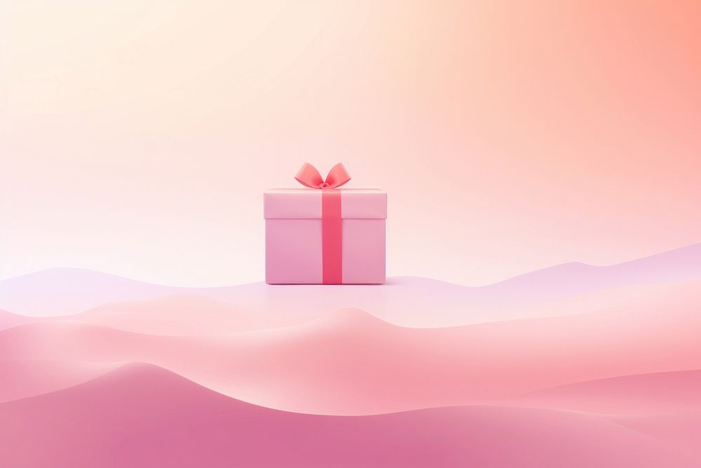 Person holding gifts gradient background pink red celebration.