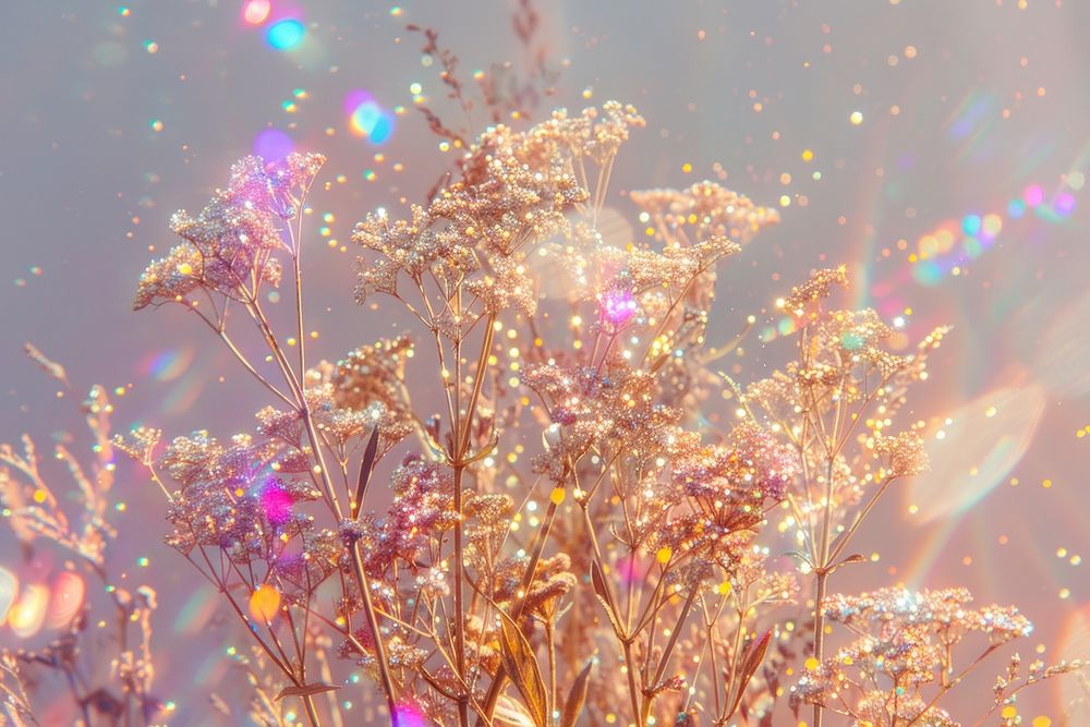 Dried flowers photo glitter backgrounds outdoors.