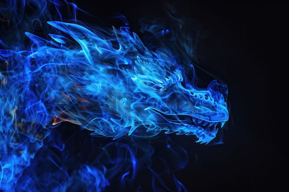 Fire Dragon Head dragon fire blue.
