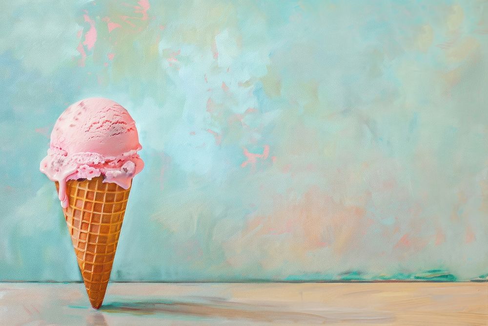 Ice cream cone painting dessert food.