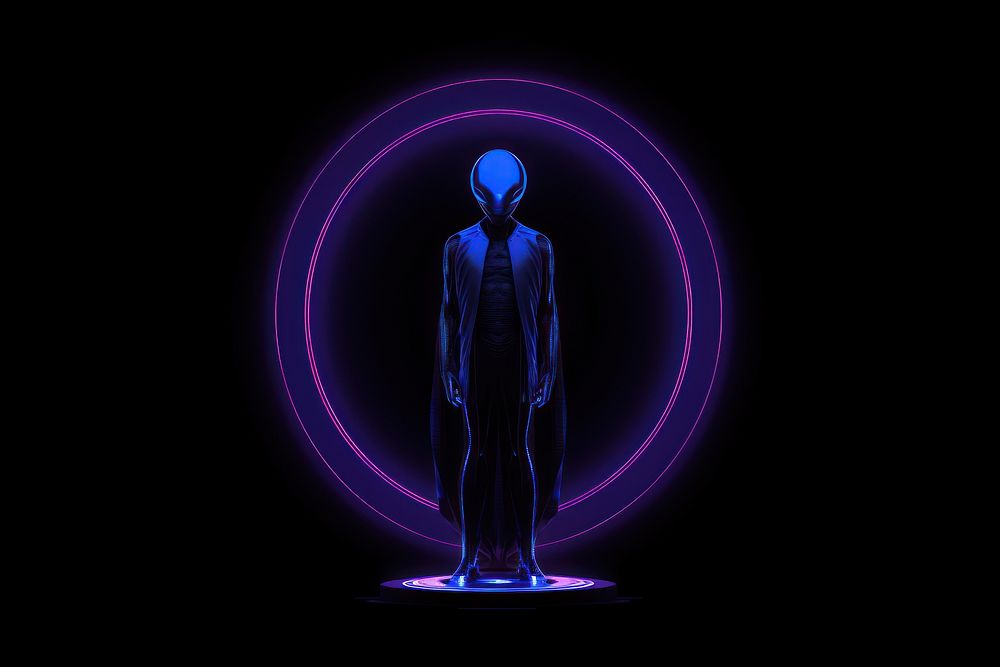 Illustration alien Neon rim light purple adult blue.