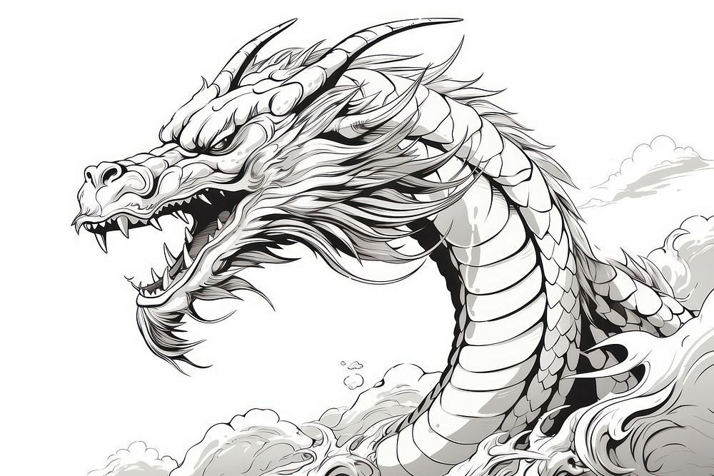Dragon cartoon drawing sketch.