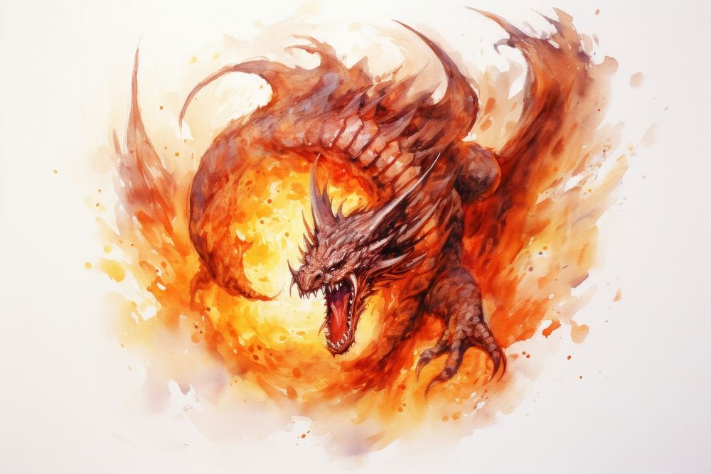 Dragon fire creativity cartoon.