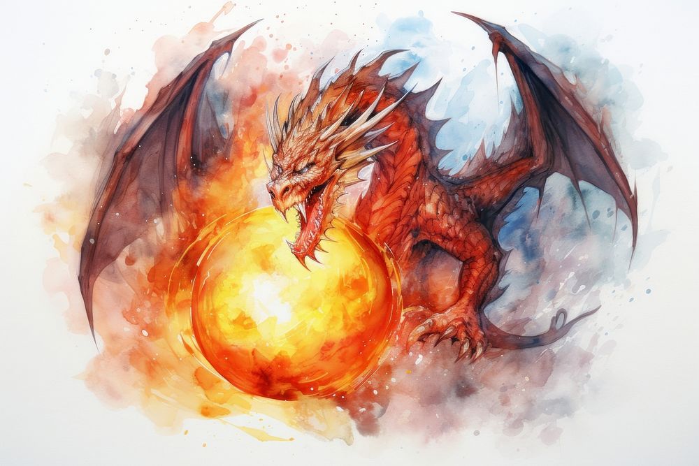 Dragon painting fire representation.