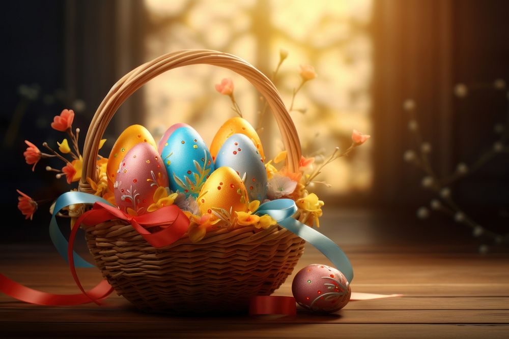 Easter egg basket celebration decoration.