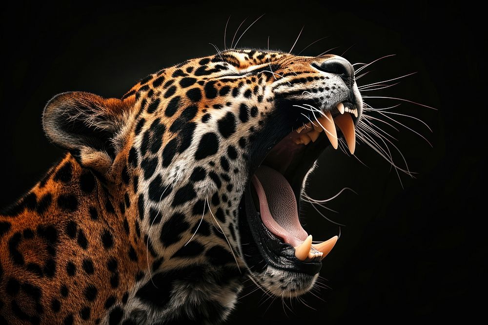 Majestic jaguar roars wildlife portrait leopard.