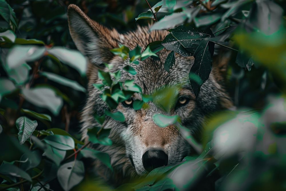 Wolf peeking mammal animal pet.
