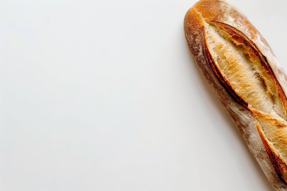 Baguette bread food white background.