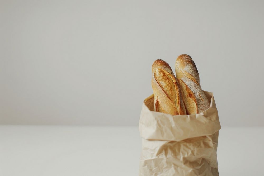 Baguette in paper bag bread food freshness.