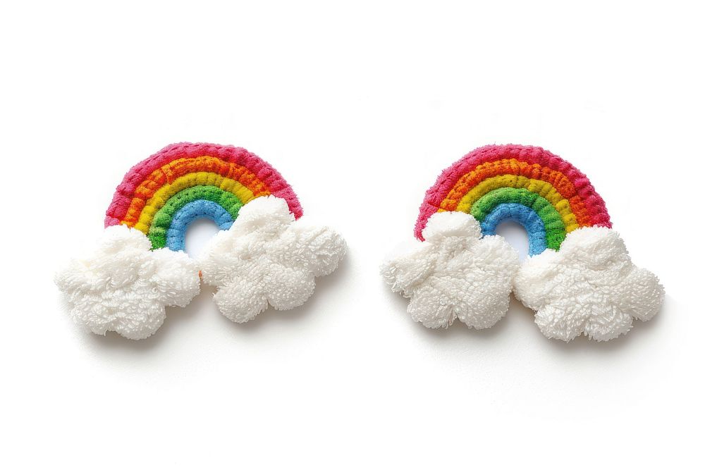 Cloud and rainbow earrings white background accessories creativity.