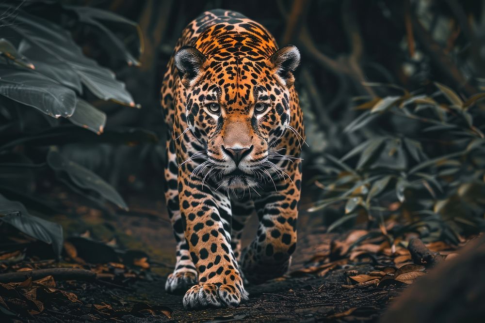 Jaguar walking wildlife leopard animal.