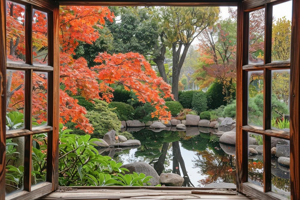 Japanese garden outdoors autumn nature.