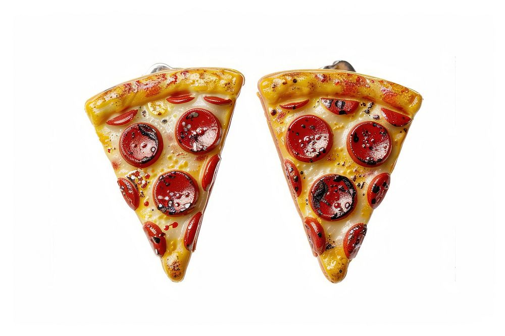 Pizza earrings food white background pepperoni.