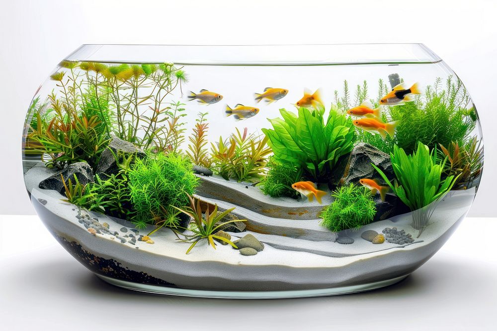Aquarium fish tank plant transparent wheatgrass.