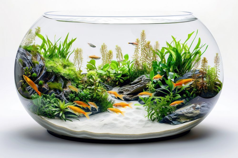 Aquarium fish tank transparent wheatgrass flowerpot.