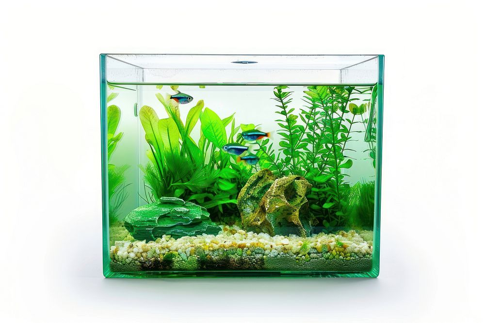 Aquarium fish tank white background transparent undersea.