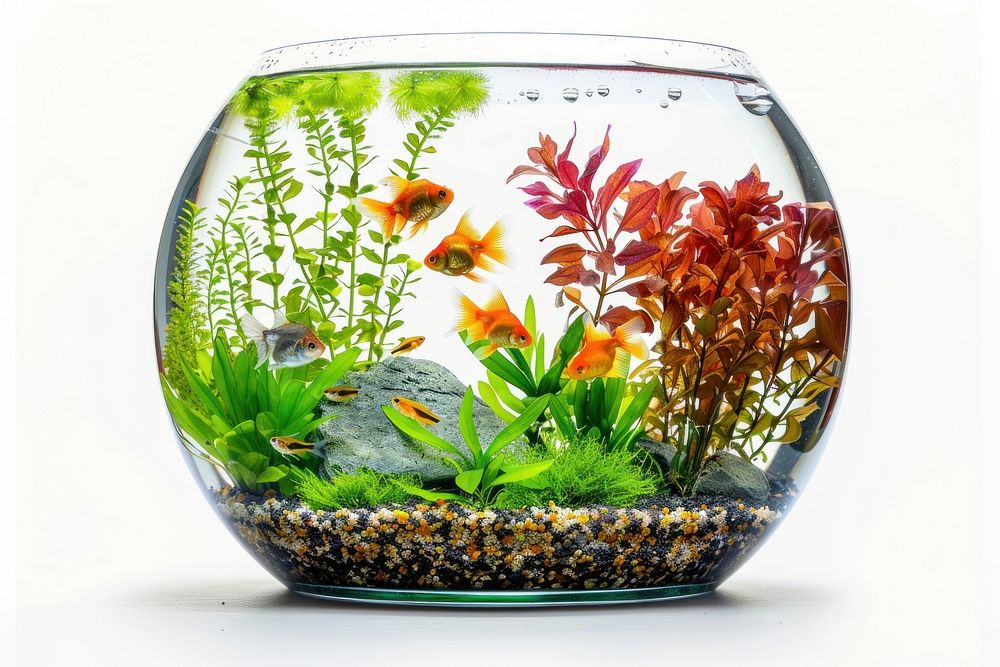 Aquarium fish tank white background transparent flowerpot.