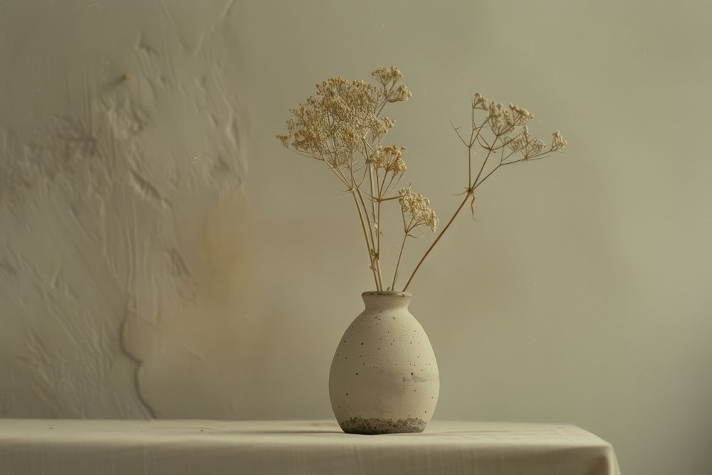 Photo of dried flower vase plant flowerpot.