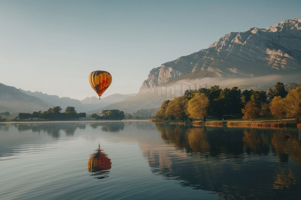 Hot air balloon landscape aircraft outdoors.